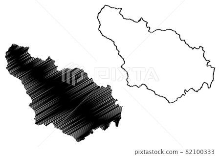 District of Gjakova (Republic of Kosovo and Metohija, Districts of Kosovo, Republic of Serbia) map vector illustration, scribble sketch Dakovica map.. 82100333