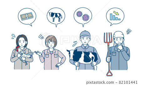 Dairy farming, livestock farming, troubled virus, dairy farming, management difficulties, keeper, men and women, illustration material Dairy farming, livestock farming, troubled virus, dairy farming, management difficulties, keeper, men and women, illustration material 82101441