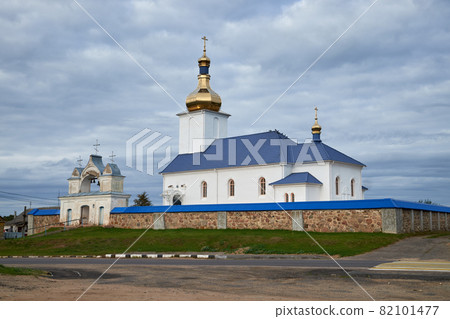 Old ancient orthodox Church of Assumption of the Blessed Virgin Mary, Novy Sverzhen village, Stolbtsy district, Minsk region, Belarus. 82101477