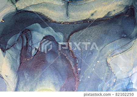 Blue and gold alcohol ink technique. Luxury abstract fluid art painting background. Blue and gold alcohol ink technique. Luxury abstract fluid art painting background. 82102250