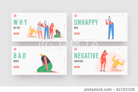 People Crying Landing Page Template Set. Sad Characters Express Negative Emotions, Upset Men and Women with Tears People Crying Landing Page Template Set. Sad Characters Express Negative Emotions, Upset Men and Women with Tears 82103108