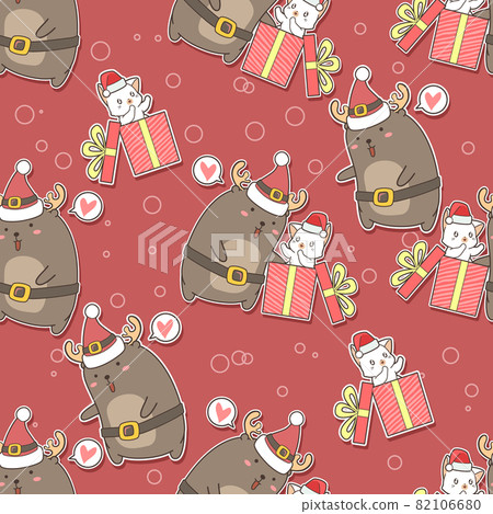 Seamless pattern cat is in box for Christmas day Seamless pattern cat is in box for Christmas day 82106680