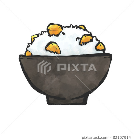 板栗飯手繪毛筆劃風插畫 板栗飯手繪毛筆劃風插畫 82107914