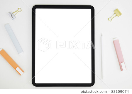 Digital tablet mockup on office working table. Digital tablet mockup on office working table. 82109074
