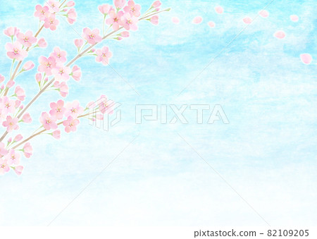 藍天和櫻花背景素材(和紙)染井吉野 藍天和櫻花背景素材(和紙)染井吉野 82109205