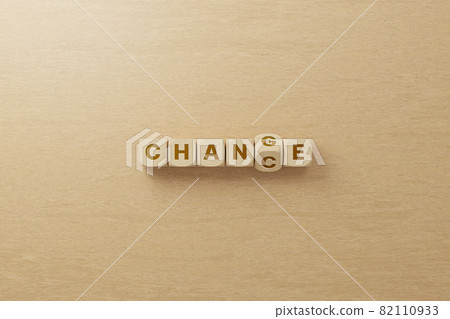 Wooden cube flip with word change to chance 82110933