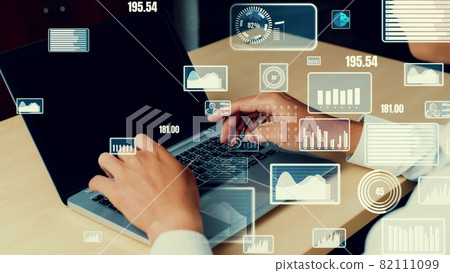 Creative visual of business data analyzing technology 82111099