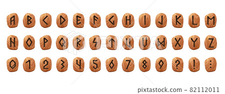 Rune alphabet on wooden tablets 82112011