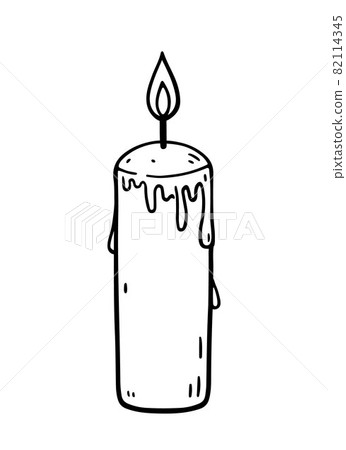 Burning candle with dripping wax in doodle style Burning candle with dripping wax in doodle style 82114345