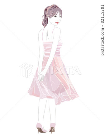 一個女人轉身的背影插圖 一個女人轉身的背影插圖 82115281