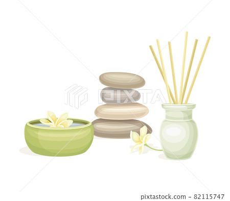 Spa and Aromatherapy with Incense and Stones Vector Composition Spa and Aromatherapy with Incense and Stones Vector Composition 82115747