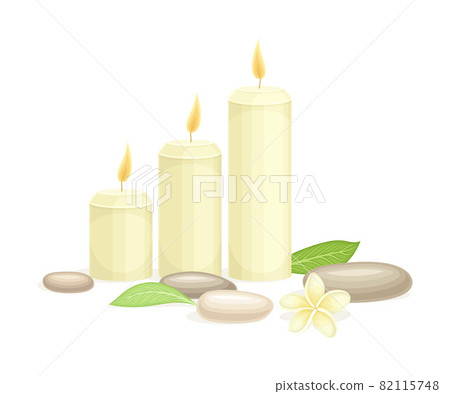 Spa and Aromatherapy with Burning Candle and Stone Vector Composition Spa and Aromatherapy with Burning Candle and Stone Vector Composition 82115748