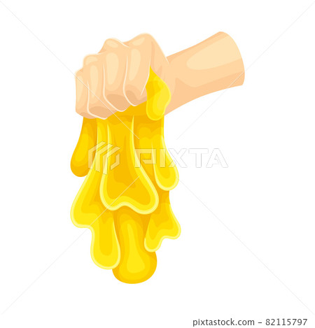 Human Hand with Yellow Slime as Viscous Colorful Toy Vector Illustration 82115797