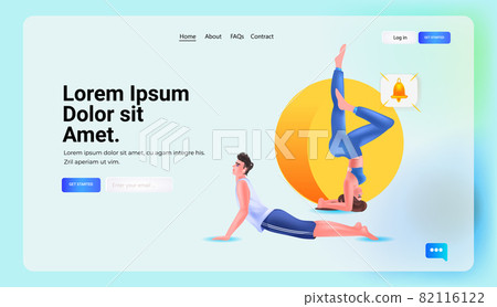 young couple doing yoga exercise relaxation healthy lifestyle fitness workout concept young couple doing yoga exercise relaxation healthy lifestyle fitness workout concept 82116122