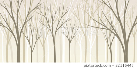 Bare Tree Silhouette with Tall Trunk and Branched Top as Misty Forest Horizontal Backdrop Vector Illustration Bare Tree Silhouette with Tall Trunk and Branched Top as Misty Forest Horizontal Backdrop Vector Illustration 82116445