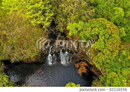 Rochester Falls On The Island Of Mauritius.Waterfall in the jungle of the tropical island of Mauritius 82116556