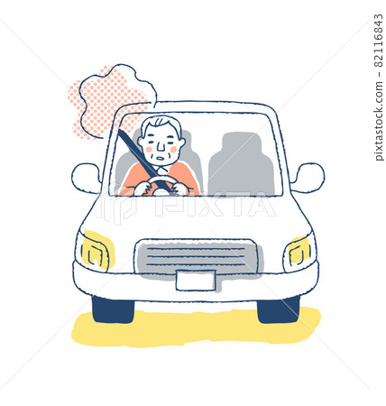 Senior man absent-minded while driving a car Senior man absent-minded while driving a car 82116843