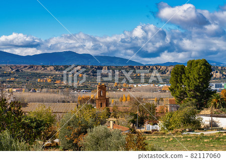 View of Guadix in the Sierra Nevada, province of Granada, Andalusia, Spain. 82117060