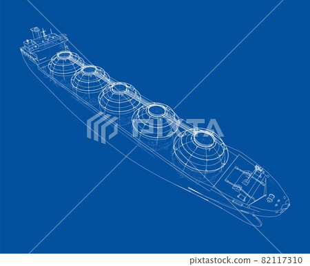 Large gas tanker or LNG carrier. Vector 82117310