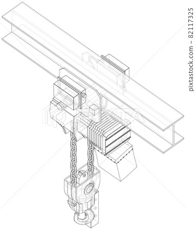 Winch or lifting machine concept outline. Vector 82117325