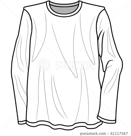 長袖衣服插圖（黑白） 82117567