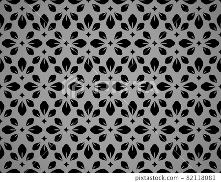 Flower geometric pattern. Seamless background. Black and grey ornament 82118081