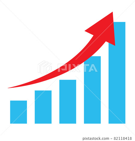 growth diagram with red arrow going up icon on white background. business growth sign. success business symbol. flat style. 82118418