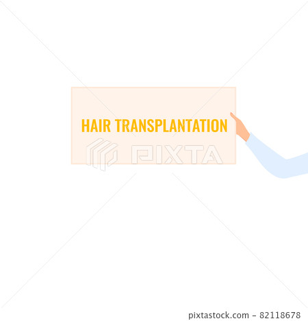 Hair transplantation placard in a hand of a woman doctor Hair transplantation placard in a hand of a woman doctor 82118678