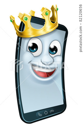 Mobile Phone King Crown Cartoon Mascot 82120656