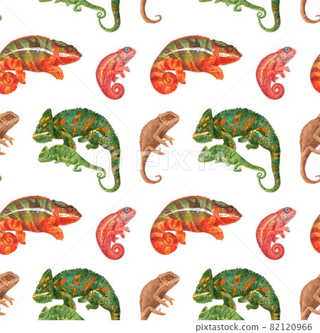 Chameleon pattern seamless watercolor 82120966
