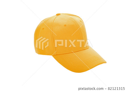 Yellow baseball cap isolated on white background. with clipping path Yellow baseball cap isolated on white background. with clipping path 82121315
