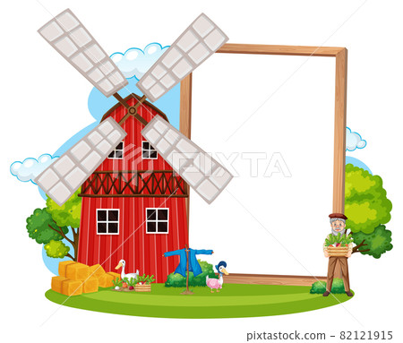 Empty banner template in the farm scene isolated on white background 82121915