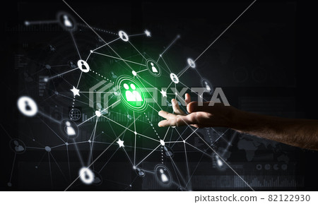 Presenting modern wireless technologies as means of communucation and networking on dark background Presenting modern wireless technologies as means of communucation and networking on dark background 82122930