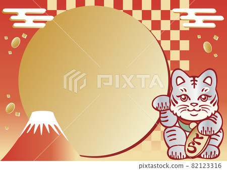 新年 2022 新年框架 虎年虎 白虎 Maneki Neko 背景 可愛的複制空間 新年 2022 新年框架 虎年虎 白虎 Maneki Neko 背景 可愛的複制空間 82123316