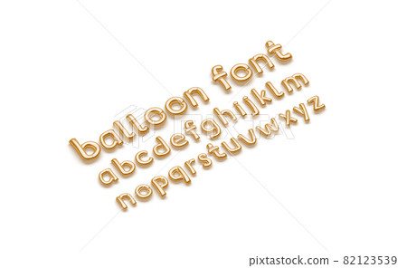 Inflated gold balloon font with lowercase alphabet, side view 82123539