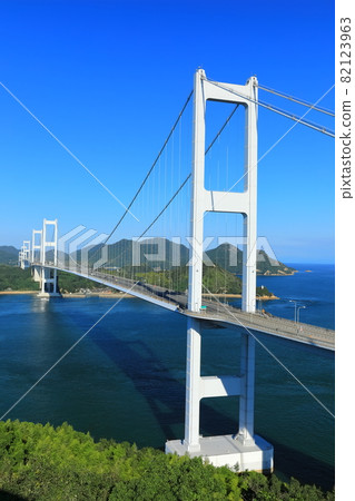 [愛媛縣]晴朗天氣下的鹿島海峽大橋 82123963