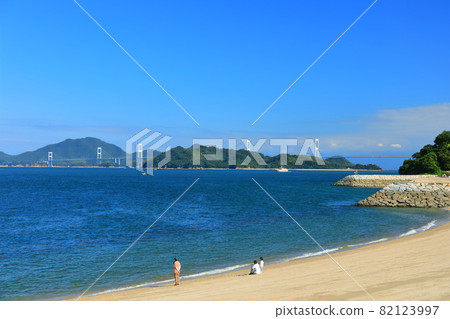 [愛媛縣]晴朗天氣下的鹿島海峽大橋 82123997