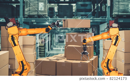 Smart robot arm system for innovative warehouse and factory digital technology Smart robot arm system for innovative warehouse and factory digital technology 82124173