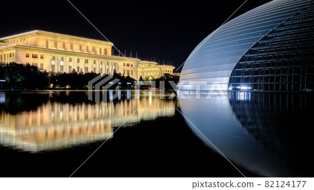 National Centre for the Performing Arts and National People`s Congress in Beijing, China National Centre for the Performing Arts and National People`s Congress in Beijing, China 82124177
