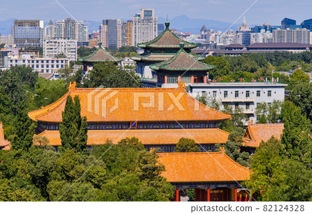 Aerial view of central and north Beijing from Jingshan Park 82124328