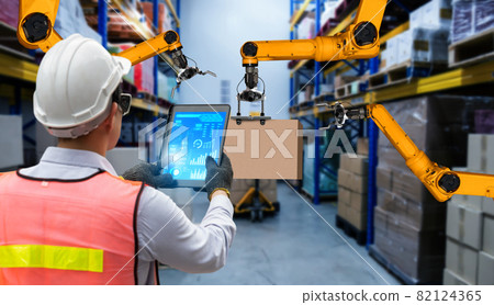 Smart robot arm systems for innovative warehouse and factory digital technology 82124365