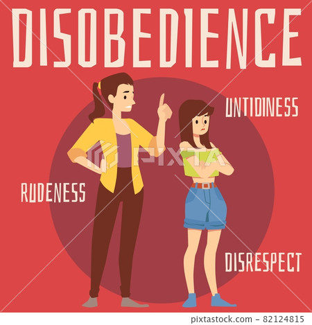 Teens disobedience card with mother and teenage child flat vector illustration. 82124815