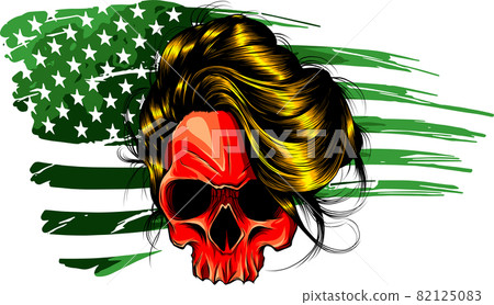 vector illustration of American flag woman skull 82125083