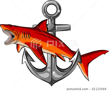 vector illustration of shark with anchor design 82125084