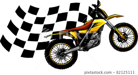vector illustration of motocross and race flag 82125111