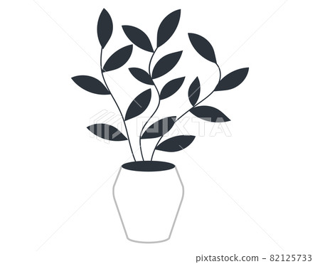 Decorative black plant with long leaves in ceramic pot, pot with houseplant. Home interior plant Decorative black plant with long leaves in ceramic pot, pot with houseplant. Home interior plant 82125733