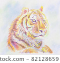 Illustration of colored pencil tiger 82128659