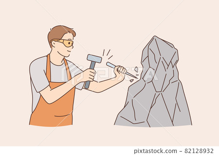 Working as stonecutter with tools concept 82128932
