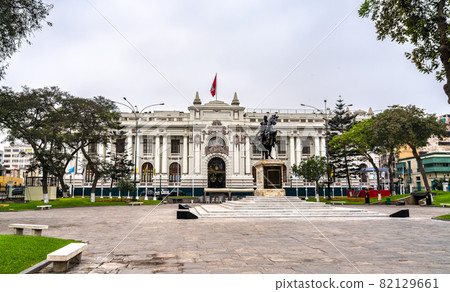 The Legislative Palace of Peru with a statue of Simon Bolivar in Lima The Legislative Palace of Peru with a statue of Simon Bolivar in Lima 82129661