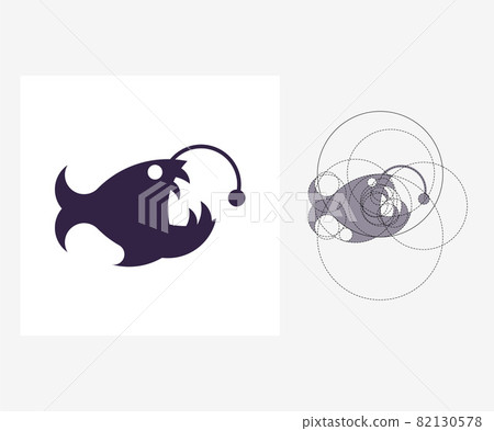 Vector angler fish in golden ratio style. Editable illustration 82130578